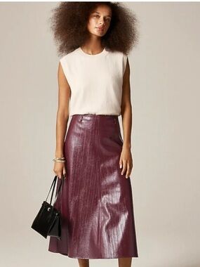 NEW J. Crew Collection A-line skirt faux eel-skin leather CM752 Size 2 mended